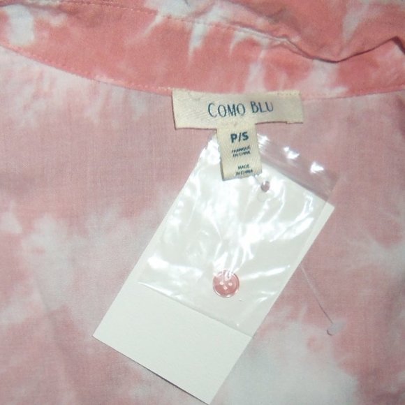 Como Blu Tie Dye Pink Button Down Top Shirt - Women’s S/P - NWT - Picture 9 of 12